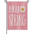 thumbnail image 1 of Hello Spring Pink Small Decorative Garden Flag, Daisy Flower Floral Yard Lawn Outside Decor, Seasonal Burlap Outdoor Home Decoration Double Sided 12 x 18, 1 of 6