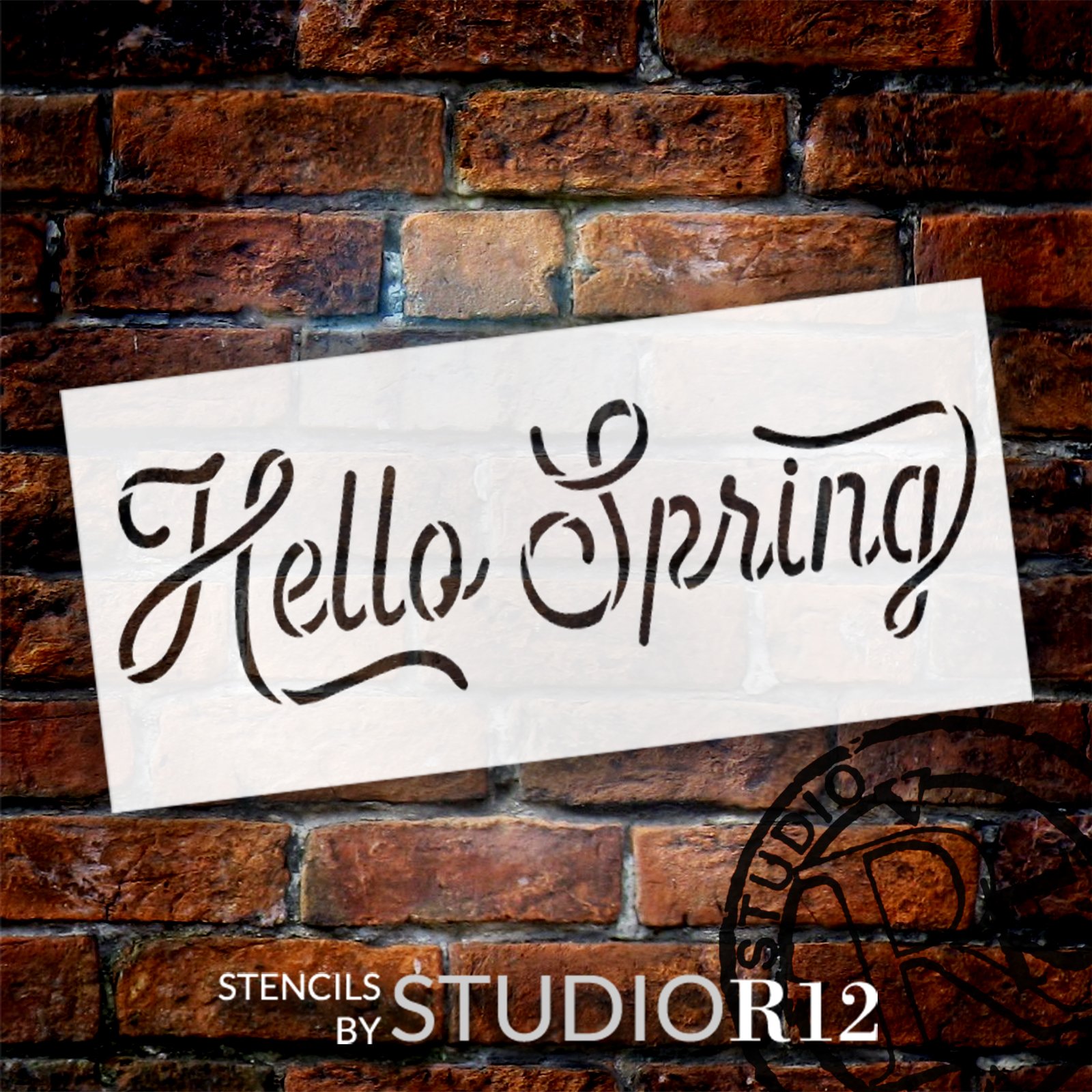 Hello Spring Script Stencil by StudioR12 Craft DIY Spring Home Decor ...