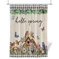 thumbnail image 1 of Hello Spring Shower Curtain, 72" x 84", Bird Pink White Flowers Butterflies Vintage Linen Texture Waterproof Bathroom Curtain Washable Shower Curtain Set with 12 Hooks, 1 of 9