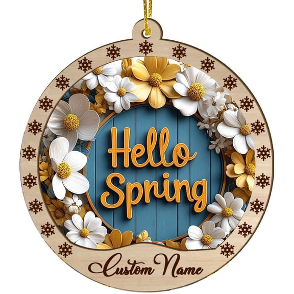 Hello Spring Stained Glass Style Wall or Window Hanging, Colorful Suncatchers 6 inch Colorful Glass Panel Sun Catchers, Decoration for Home Garden Christmas Party Wedding G5PdfU (Spring-12)