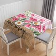 thumbnail image 1 of Hello Spring Table Cloth Waterproof Tablecloths, Pink Tulip Flowers Farmhouse Buffalo Plaid Wooden Tablecloth Dining Table Cover for Kitchen Party Tabletop Outdoor, Square Tablecloth 54x54 Inch, 1 of 9