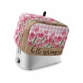 thumbnail image 1 of Hello Spring Toaster Cover 4 Slice, Large Kitchen Appliance Covers, Pink Tulip Flowers Farmhouse Buffalo Plaid Wooden Toaster Oven Cover with Loop, Bread Machine Cover Polyester Dust Cover Protection, 1 of 4