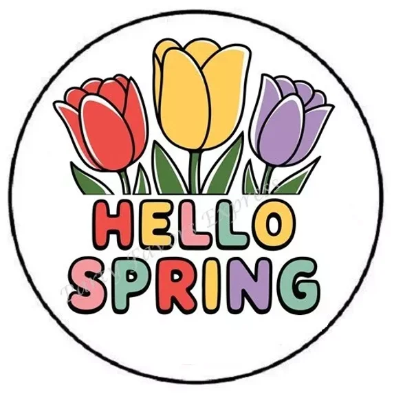 Spring Water Sticker Hello Spring Tulips Stickers Party Favors Phone Decal Water Bottle ...