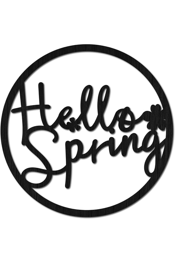Hello Spring Wood Letters Sign Unfinished Cutouts Wooden Wall Art Decoration Black Wall Sculpture Hanging Wooden Home Decor for Porch Wedding Party Classroom Farmhouse 11.8 x 11.8 Inch Black DIY
