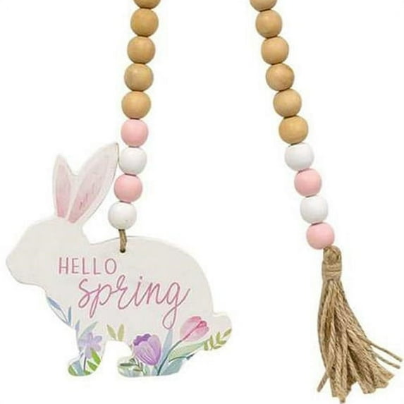 Hello Spring Wooden Bead Garland w/Bunny