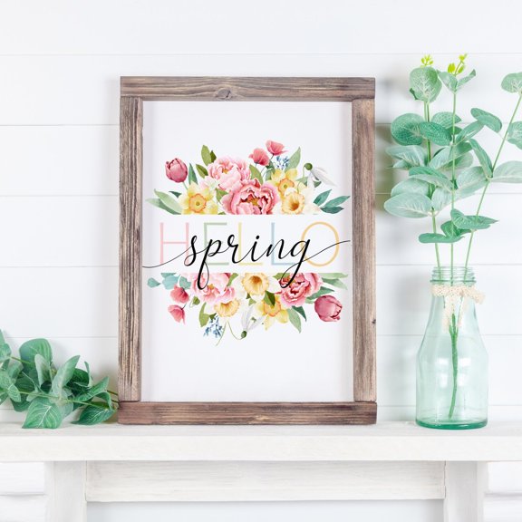 Hello Spring Wreath Print, Spring wall decor, Hello Spring wall art, Spring Vibes prints, Spring decor, spring flowers print Summer posters Unframed Paper Print