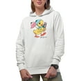 thumbnail image 1 of Hello, Spring with a Cute Duckling Art Merch Gift, White Hooded Sweatshirt or Hoodie, Small, 1 of 5