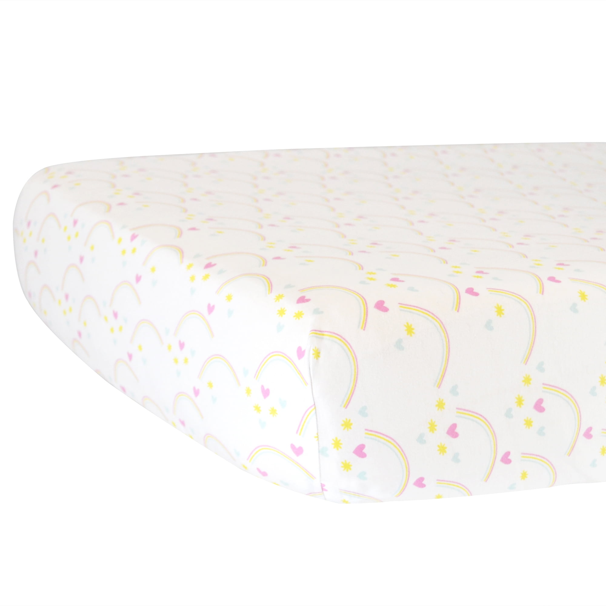 Organic Cotton Jersey Fitted Crib Sheet with Rainbow Pattern