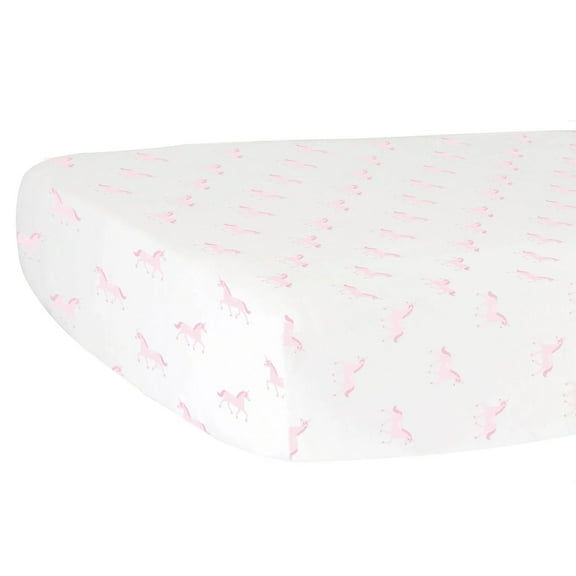 Hello Spud 100% Organic Cotton Jersey Fitted Crib Sheet Unicorn Pink