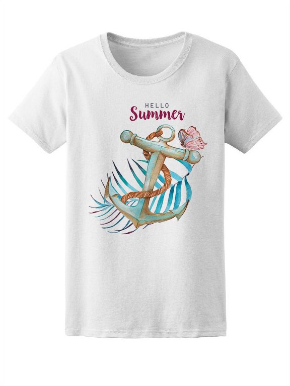 Hello Summer Anchor T-Shirt Women -Image by Shutterstock, Female XX-Large