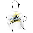thumbnail image 1 of Hello Summer Apron Freehand Brush Strokes Background Calligraphy Summer Elements, Unisex Kitchen Bib Apron with Adjustable Neck for Cooking Baking Gardening, Pale Yellow Almond Green, by Ambesonne, 1 of 3