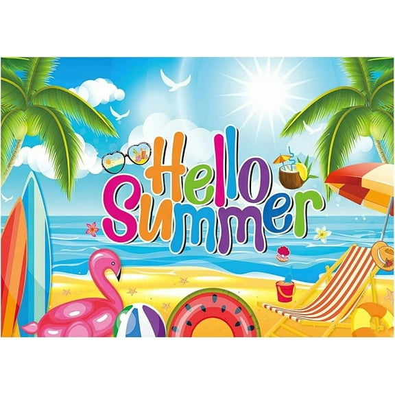 Hello Summer Backdrop Summer Pool Party Backdrop Swimming Pool Birthday Party Backdrop Hawaiian Party Photography Backdrop Summer Themed Party Backdrop Baby Shower Backdrop