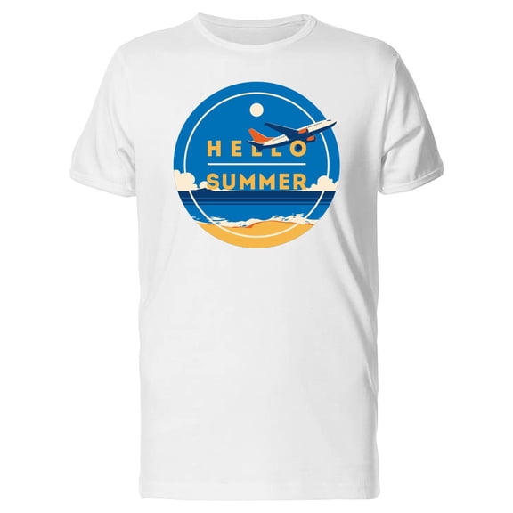 Hello Summer Beach Airplane T-Shirt Men -Image by Shutterstock, Male Small