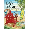 thumbnail image 1 of Hello Summer Beach Red Chair Decorative Garden Flag, Tropical Hawaii Palm Leaves Coastal Yard Outside Decorations, Nautical Surfboard Hat Outdoor Small Home Decor Double Sided 12 x 18, 1 of 6