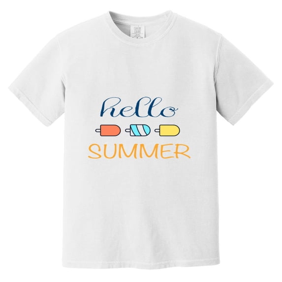 Hello Summer Beach Vacation Sunshine Good Vibes Comfort Color T-Shirt, Unisex, up to size 4XL