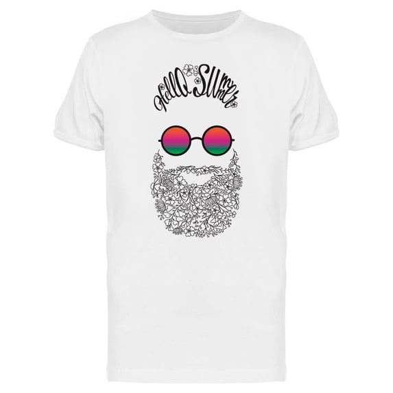 Hello Summer Bearded Man T-Shirt Men -Image by Shutterstock, Male Large