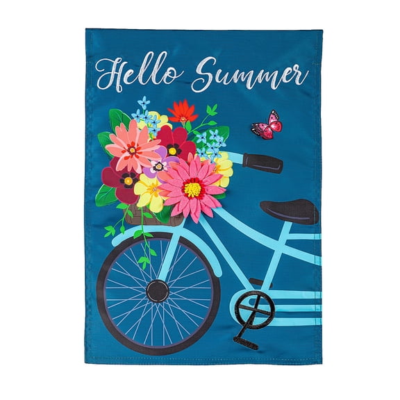 Hello Summer Bicycle Garden Applique Flag, SNL