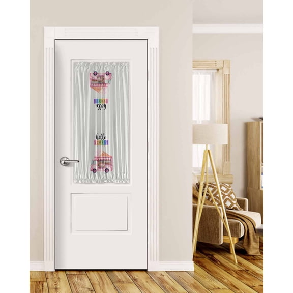 Hello Summer Blackout Door Curtains for French, Glass,Front, Back, Patio Door, Pink Ice Cream Truck Watercolor Thermal Insulated Rod Pocket Window Curtain Drapes With Tiebacks 25"x40"