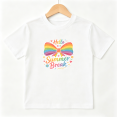thumbnail image 1 of Hello Summer Break Rainbow Bow Girls Graphic Tee, Cute Holiday 100% Cotton Kids Short Sleeve T-Shirt, 1 of 5