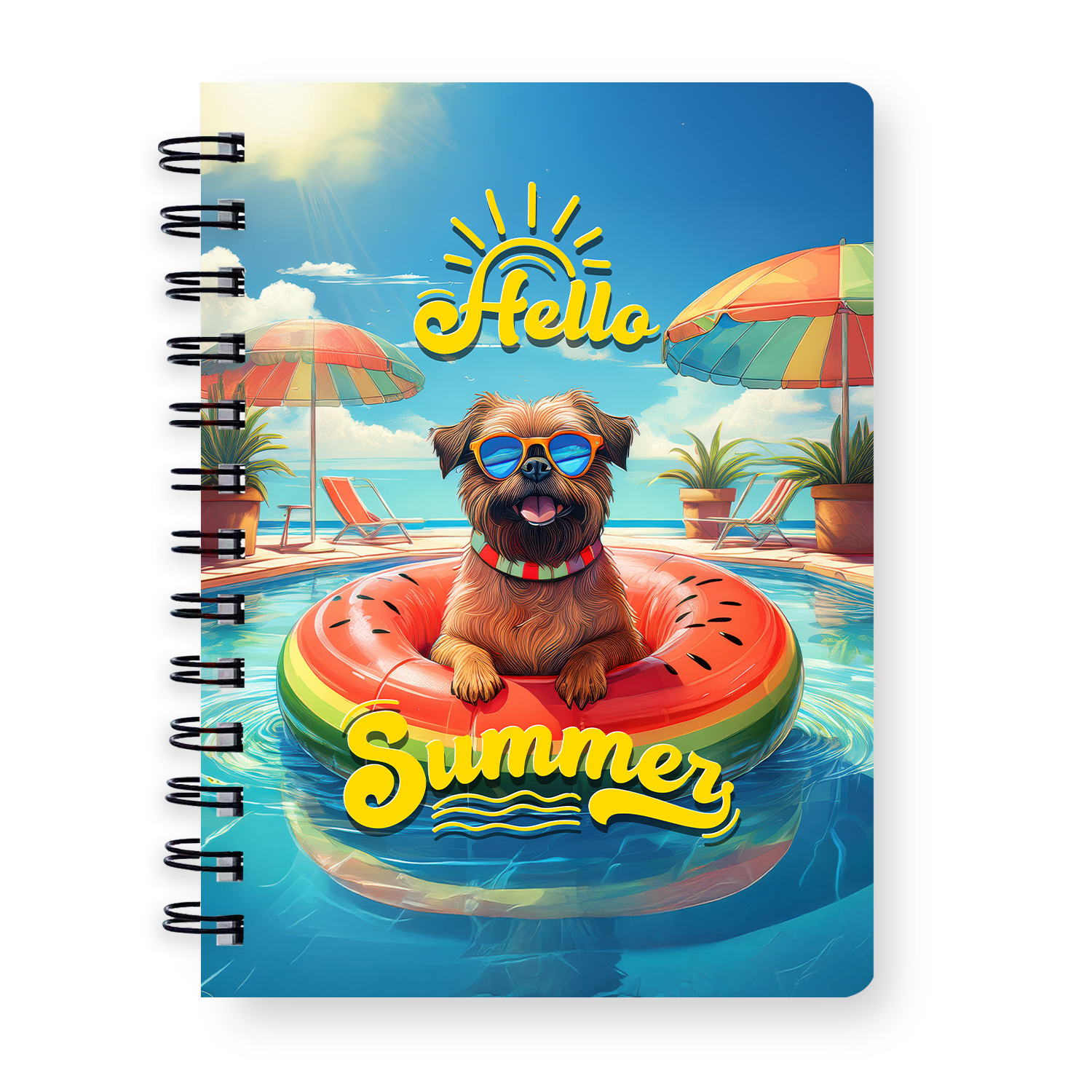 Pool Side Notes.notebook Hello Summer Brussels Griffon Pool Day on Watermelon Float Spiral Bound ...