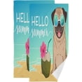 thumbnail image 1 of Hello Summer Bull Dog Kitchen Hand Towels 2 PCS, Beach Coconut French Dog Fingertip Bath Towels Ultra Soft and Highly Absorbent, Decorative Face Towels Dish Washcloths, 28.3"x14.4", 1 of 4