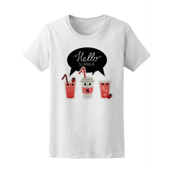 Hello Summer Coffee Smoothie T-Shirt Women -Image by Shutterstock, Female Small
