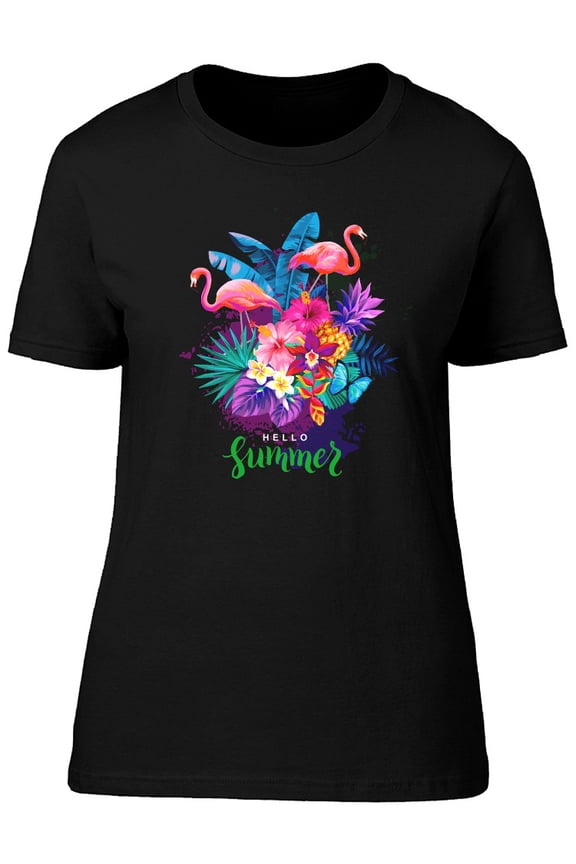 Hello Summer Colorful Flamingo T-Shirt Men -Image by Shutterstock, Male Large