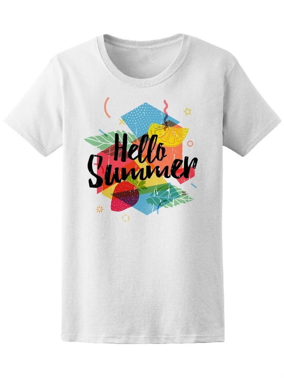 Hello Summer, Colorful & Fruity T-Shirt Women -Image by Shutterstock, Female Small