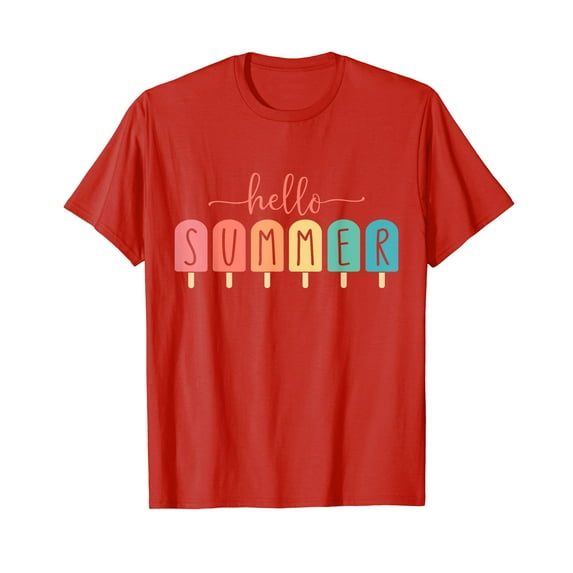 Hello Summer Colorful Vacation Ice Cream Popsicle Ice Lolly Gift T-Shirt Ice Cream Cute Summer Shirts