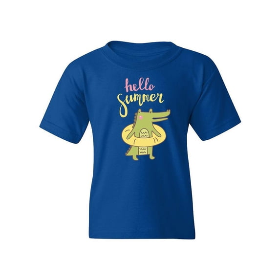 Hello Summer Crocodile T-Shirt Juniors -Image by Shutterstock, Large