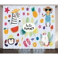 thumbnail image 1 of Ambesonne Summer Curtains 2 Panel Set, Vacation Monkey Zebra Sunny, 108" x 96", Pale Blue Multicolor, 1 of 3