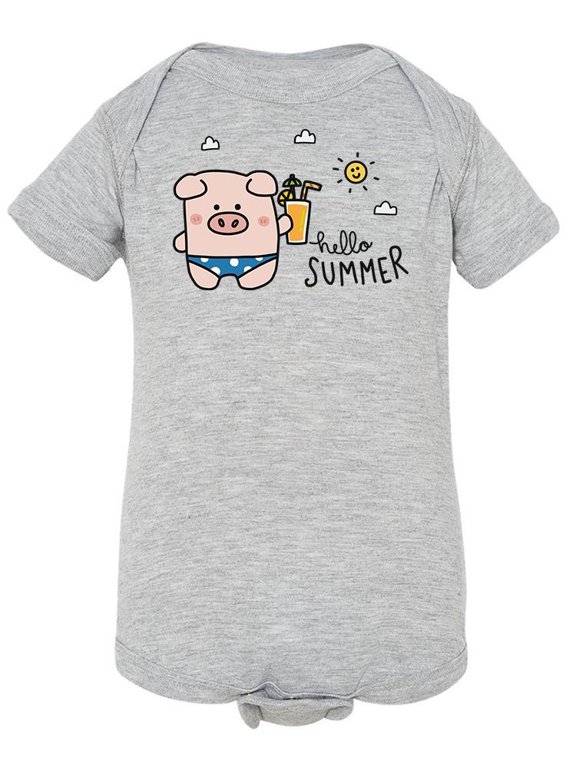 Hello Summer, Cute Pig Bodysuit Infant -Image by Shutterstock, 6 Months