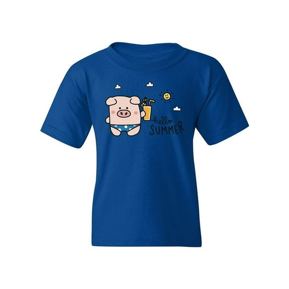 Hello Summer, Cute Pig T-Shirt Juniors -Image by Shutterstock,  Medium