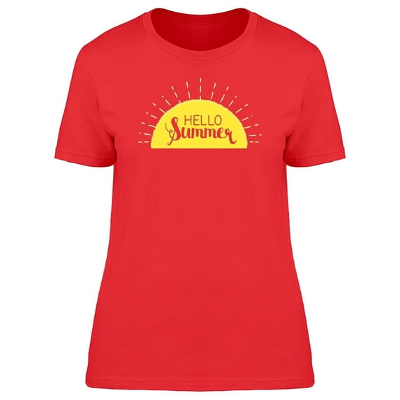 Hello Summer Cute Sun Sparkles T-Shirt Women -Image by Shutterstock, Female Medium