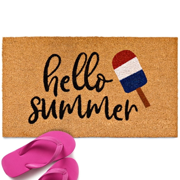 MAINEVENT Hello Summer Doormat 30x17 Inch, Summer Outdoor Welcome Mat for Outside