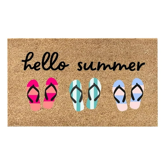 Hello Summer Doormat Outdoor Summer Door Mat Funny Welcome Mats for Front Door Flip Flops Mat for Front Door Outside Prime Outside Door Mat for Front Door Welcome Mat Outdoor Welcome Mats 16" x 24"