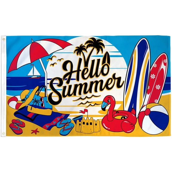 Hello Summer Flag 3x5ft Seasonal Decor Holiday Flag Beach Life Flag