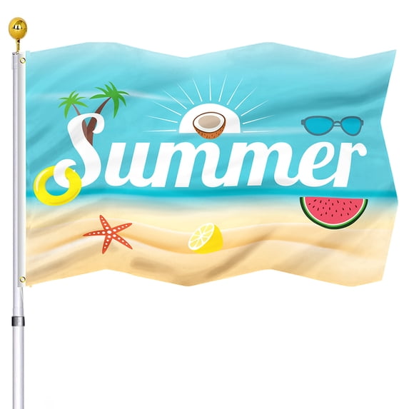 Hello Summer Flag Beach Fruit Sunglasses Yard Sign Party Supplies Holiday Outdoor Decoration Cool Funny Flag with Brass Grommets