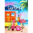 thumbnail image 1 of Hello Summer Flamingo Garden Flag 28 x 40 Inch Small Vertical Spring Summer Tropical Beach Double Sided Seasonal Decoration Outside Decor for House Home Yard, 1 of 6