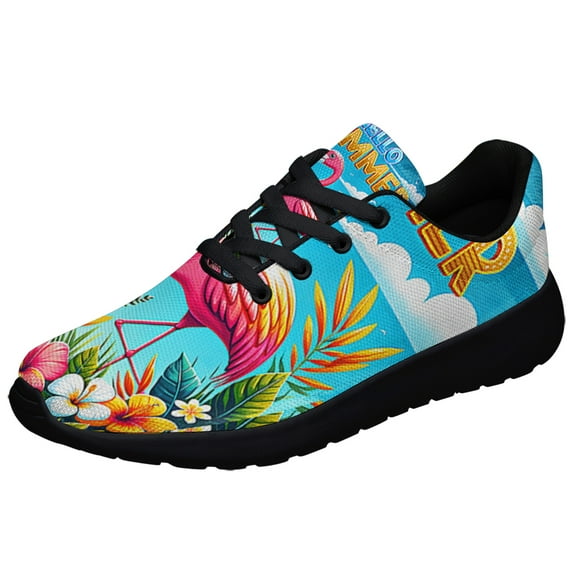 Hello Summer Flamingo Shoes Sneakers Black Size 7