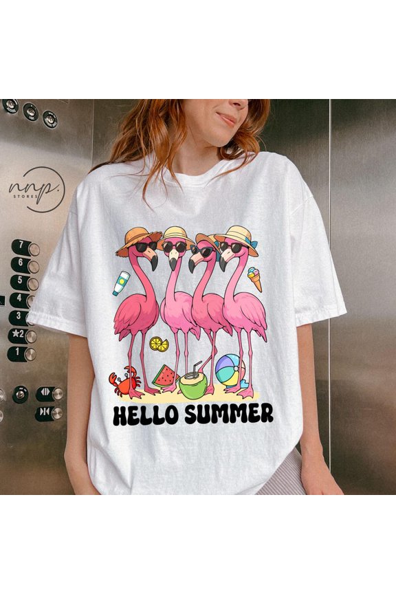 , Cute Flamingo T-shirt, Summer Beach T-shirt, Funny Summer Vacation T-shirt, Tropical Animal T-shirt, Summer Vibes T-shirt.