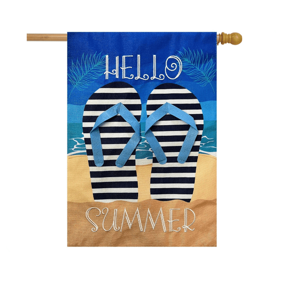 Hello Summer Flip Flops Flag 12x18 POLE NOT INCLUDED Garden Flag