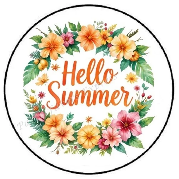 Hello Summer Floral Stickers Party Favors Phone Decal Water Bottle ...