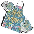 thumbnail image 1 of Hello Summer Flower 5 Pcs Kitchen Set Heat Resistant Oven Mitts and Non-Slip Pot Holders with Adjustable Cooking Apron, 1 of 6