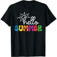 thumbnail image 1 of Hello Summer For Men Women, Tropical Vacation Groovy T-Shirt Black Medium, 1 of 4