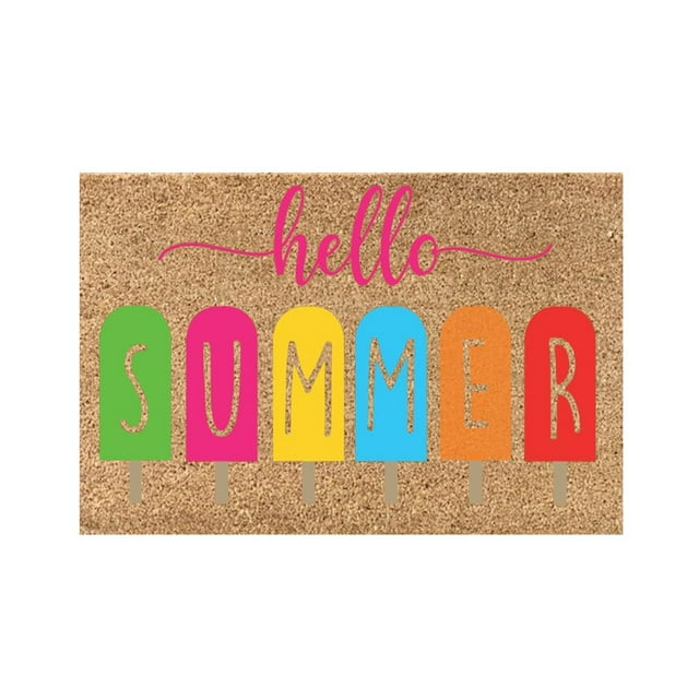 Hello Summer Front Door Mat Outdoor Entrance Summer Front Door Mat Welcome Mat Colorful Ice Cream Mat for Front Door Outside Deals Entrance Mat for Outside Inside Entry Entryway 16 x 24 Inch