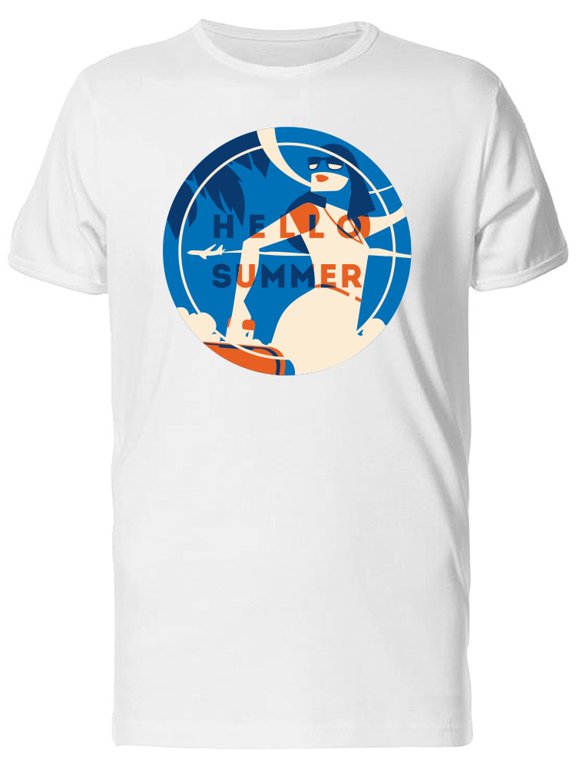 Hello Summer Girl Tourist Beach T-Shirt Men -Image by Shutterstock, Male 4X-Large