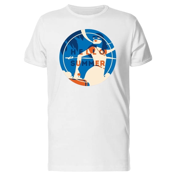 Hello Summer Girl Tourist Beach T-Shirt Men -Image by Shutterstock, Male XX-Large