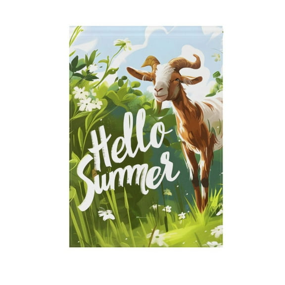 Hello Summer Goat Garden Flag 28"x40" Double-Sided Yard Flags for Outside Outdoor All Seasonal Decoration