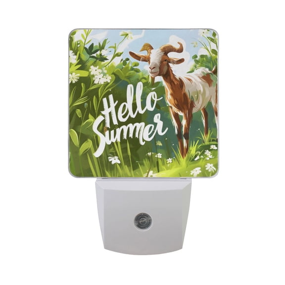 Hello Summer Goat Night Light 2 Pack LED Nightlight Plug into Wall Dusk to Dawn Sensor Soft White